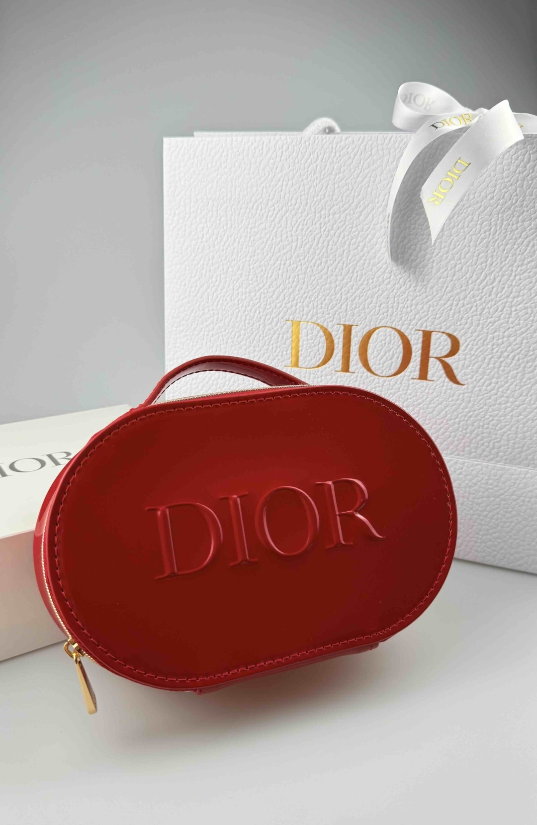 Dior косметичка искусственная кожа красный 12X18 см