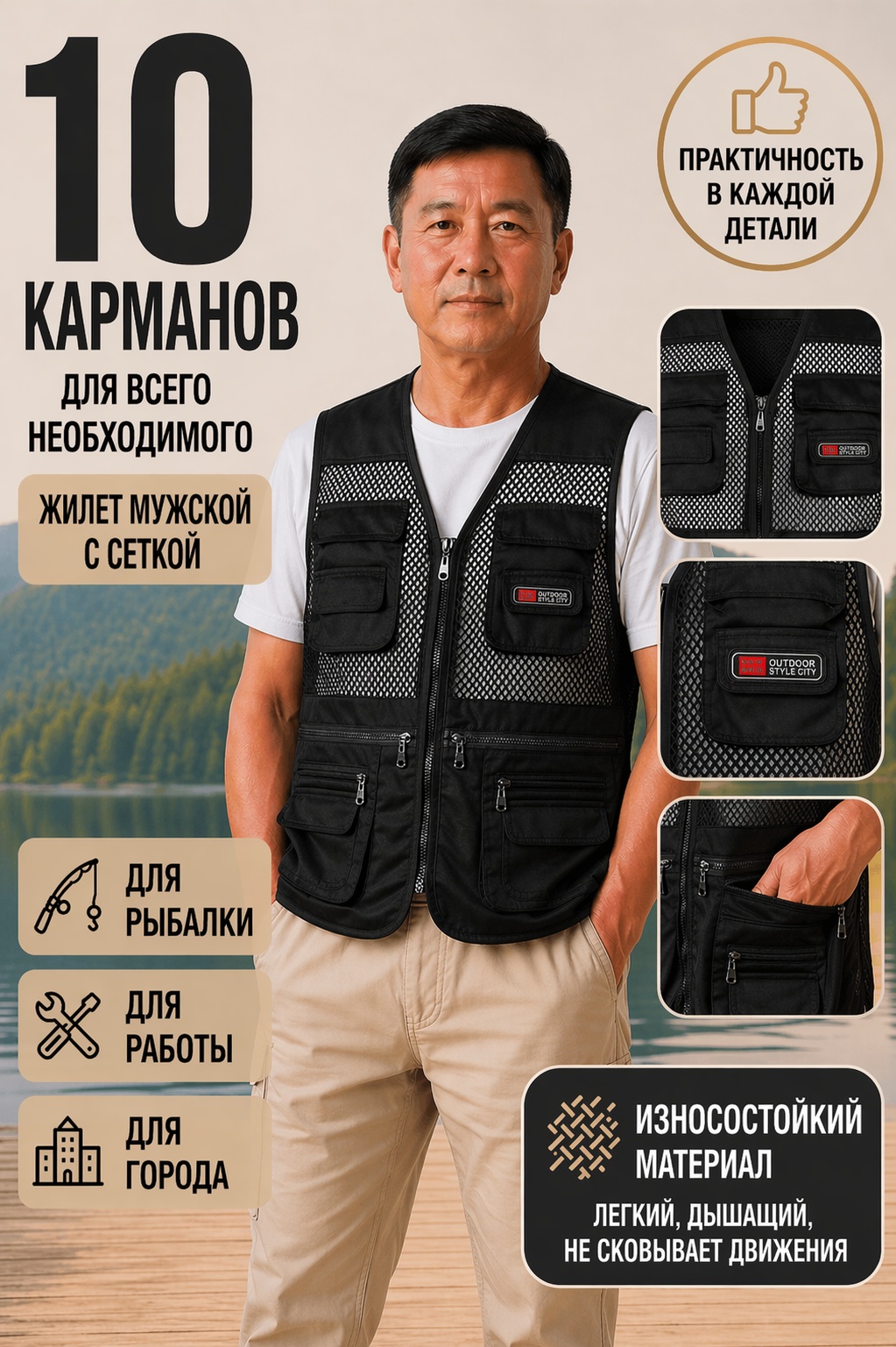 Жилет черный, антрацит