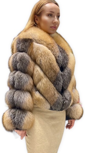Шуба Frank Collection серый, бронзовый