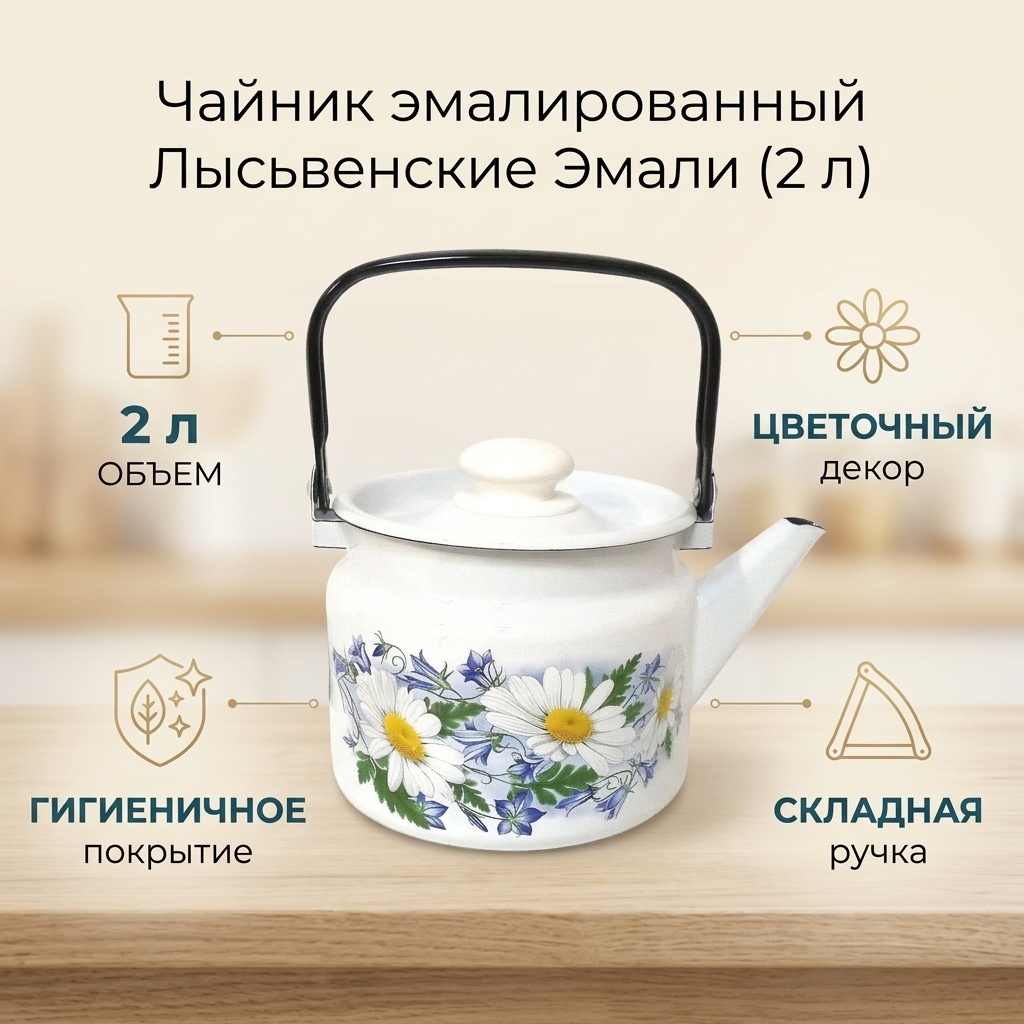Лысьвенские эмали чайник с2710П2/4Рч 2 л, эмаль, металл