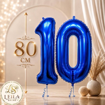 Воздушный шар Leila Shine Цифра 10. 2 шт, синий