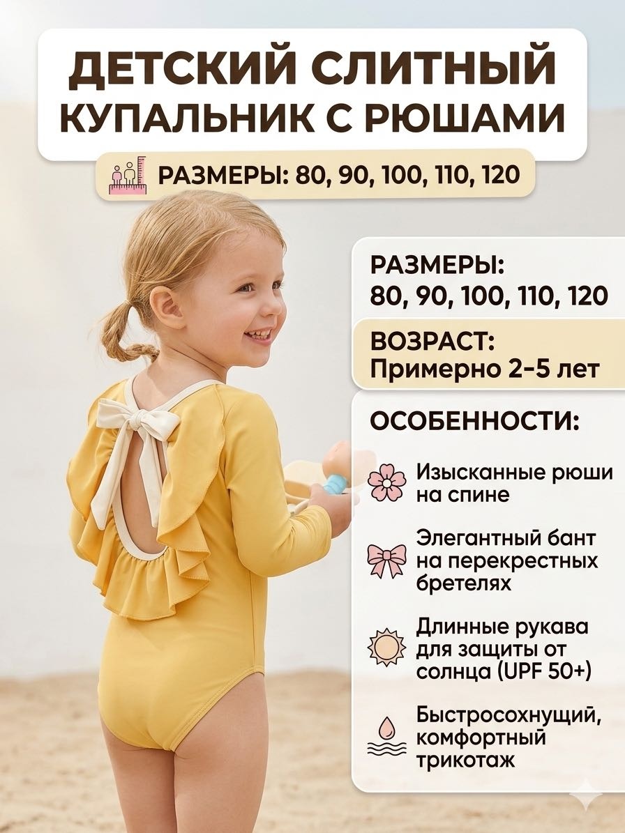 Слитный купальник желтый
