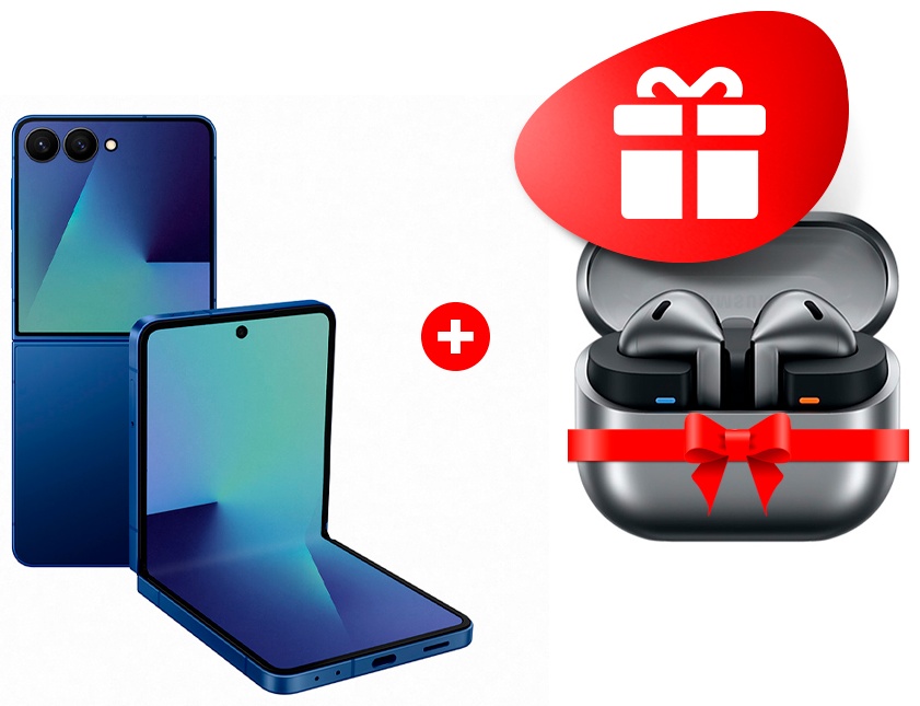 Смартфон Samsung Galaxy Z Flip7 5G 12 ГБ/512 ГБ синий + подарок