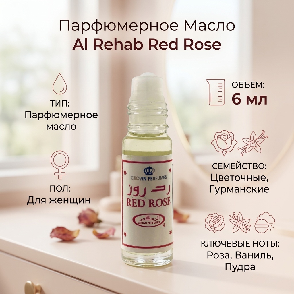 Al Rehab Red Rose парфюмерное масло 6 мл, для женщин