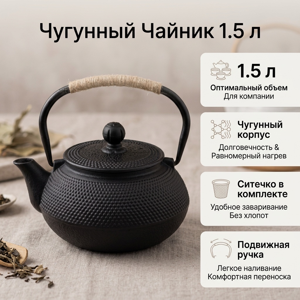 Чайник 103817 1.5 л, чугун