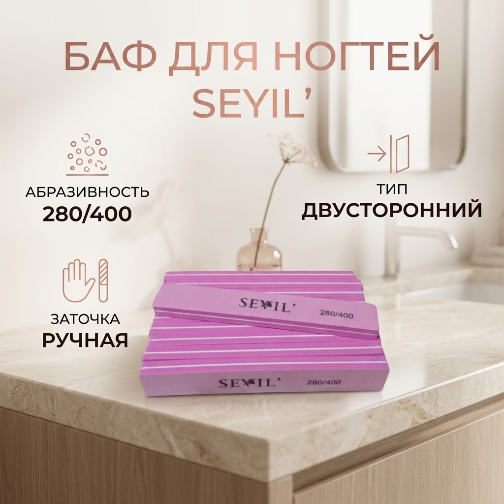 Баф для ногтей, маникюрная пилка, педикюрная пилка 280/400 10 шт
