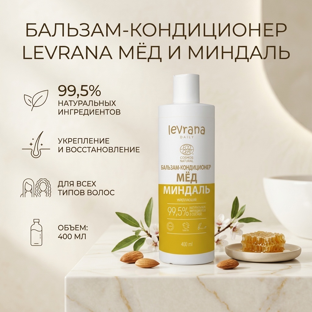 Levrana мёд миндаль бальзам 400 мл