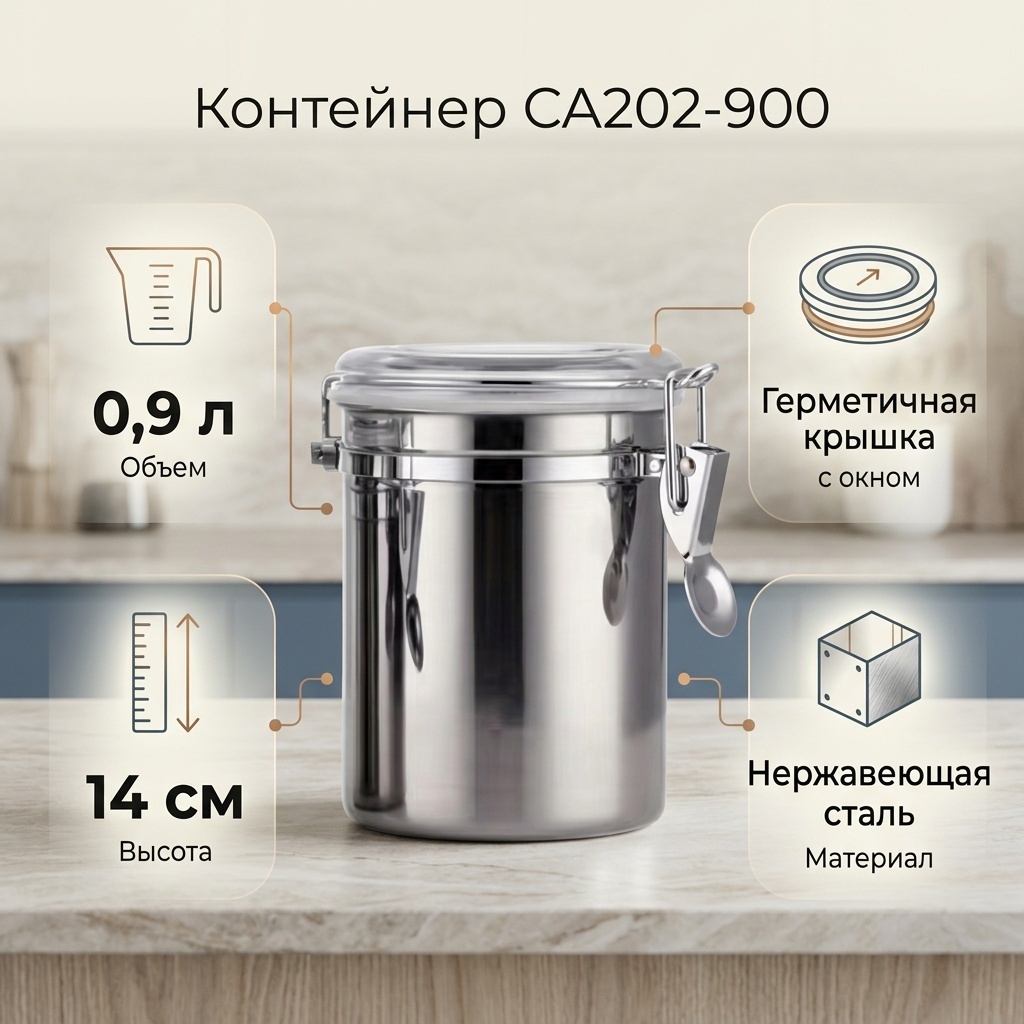 Контейнер CA202-900, нержавеющая сталь