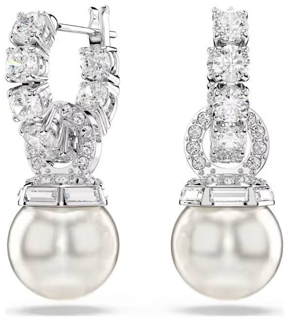 Серьги Swarovski ювелирный сплав, жемчуг, цирконий