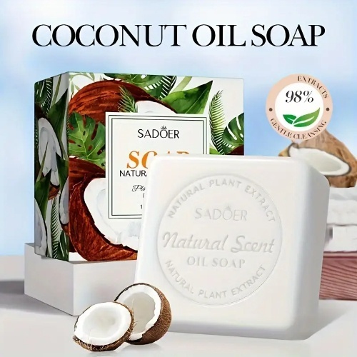 Кусковое мыло глицериновое SADOER Natural Кокос 1 шт