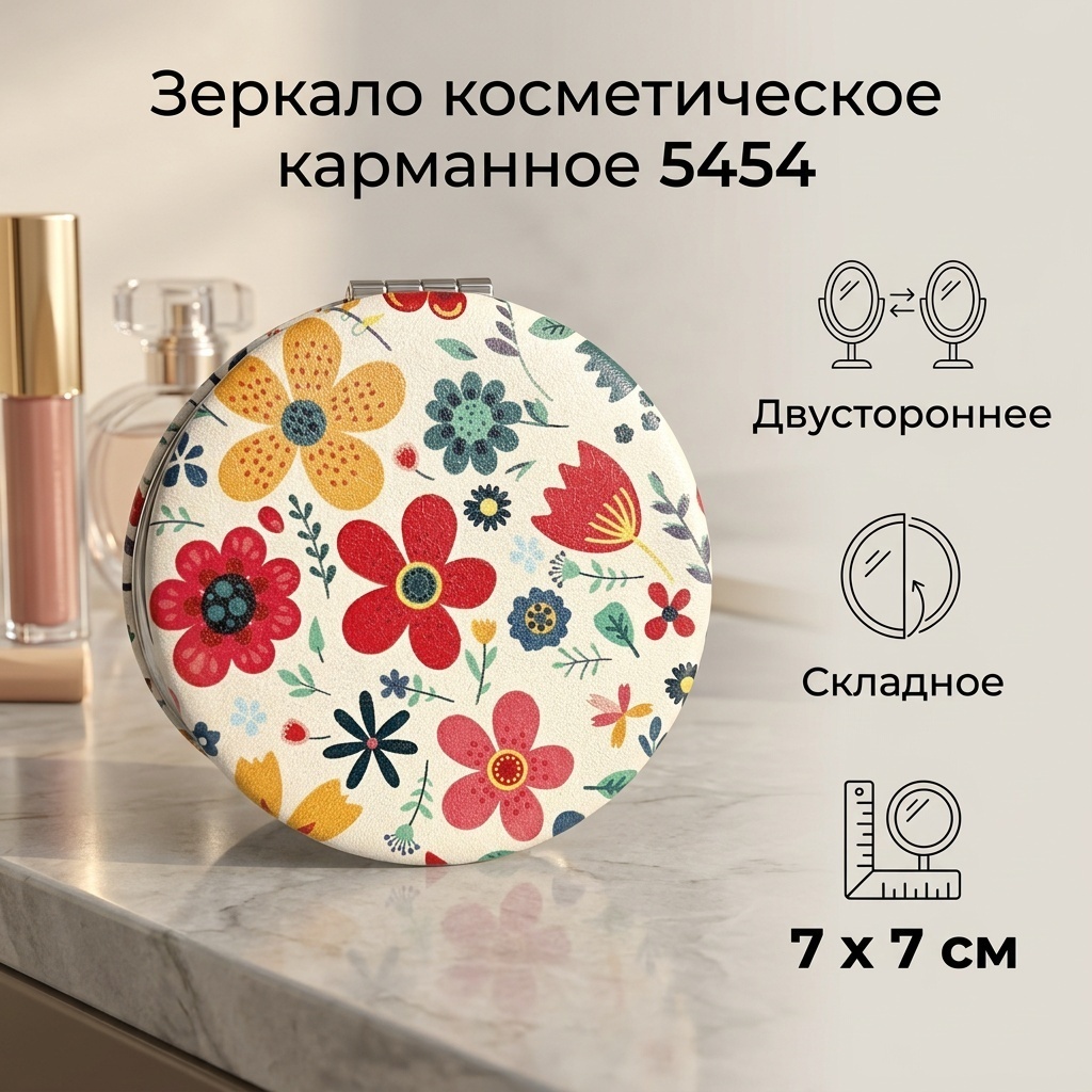 Зеркало карманное 5454 7смх7см