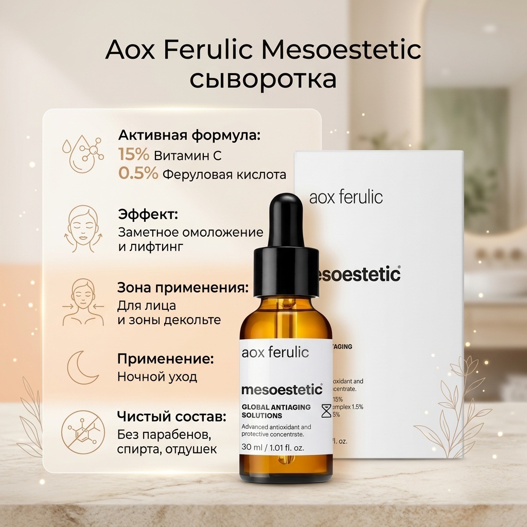 Mesoestetic сыворотка Aox Ferulic для лица, для зоны декольте 30 мл