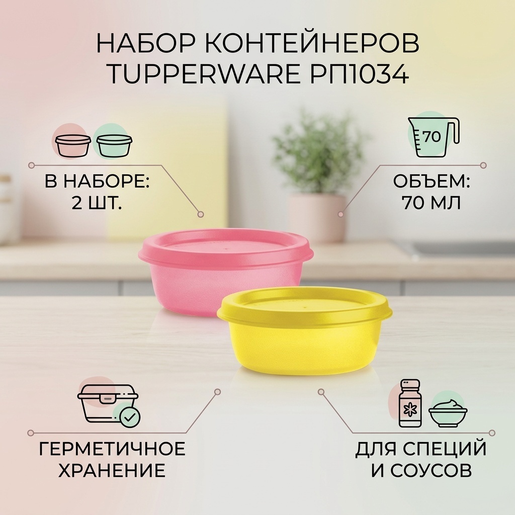 Tupperware набор контейнеров РП1034 2 шт, полипропилен
