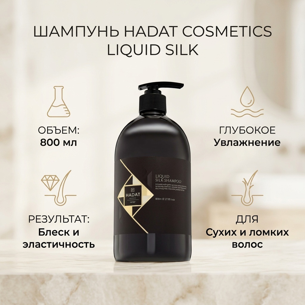 HADAT COSMETICS Liquid Silk шампунь 800 мл