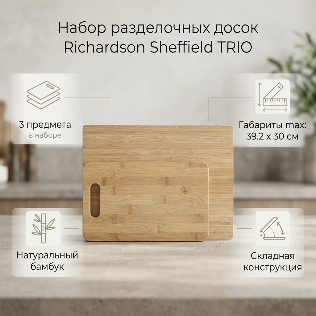 Richardson Sheffield набор разделочных досок TRIO 3772568T 3 шт, бамбук