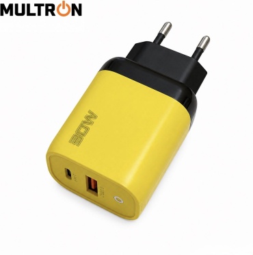MULTRON Зарядное устройство USB, USB Type-C 30 Вт желтый