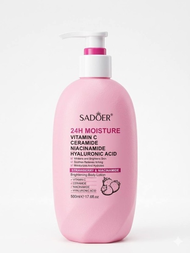 SADOER Strawberry Niacinamide Body Lotion - отбеливающий и осветляющий лосьон для тела лосьон для тела 500 мл