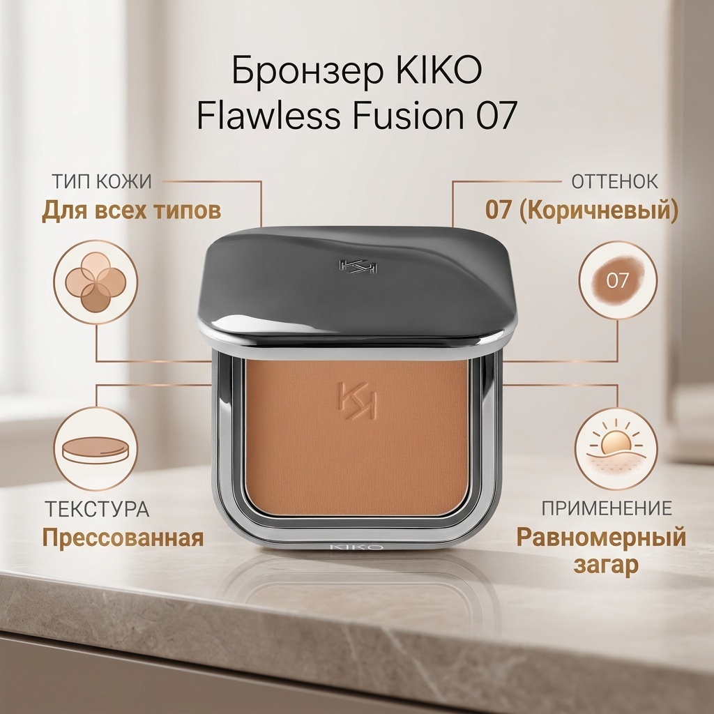 KIKO Flawless Fusion Bronzer Powder 07 бронзер 07