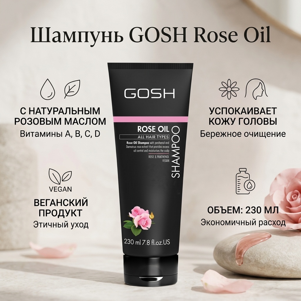 GOSH Rose oil шампунь 230 мл