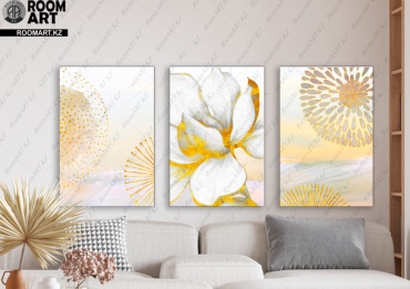 Room Art KZ модульная картина Золотой лотос картина 140x70 см