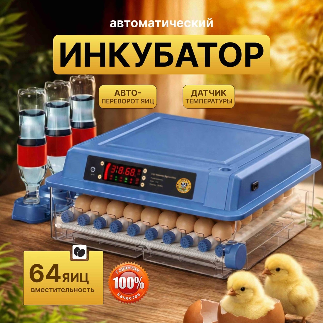 Инкубатор для 64 яиц прозрачный