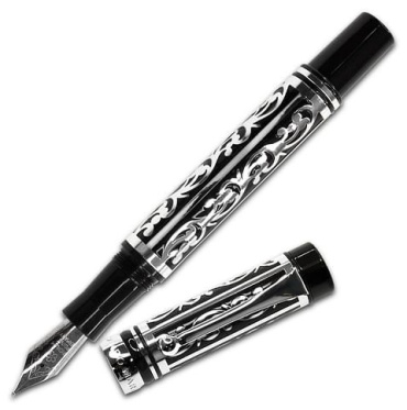 Ручка перьевая Campo Marzio FILIGREE FOUNTAIN PEN SILVER DINERS 1 шт, 0.5 мм, цвет чернил черный, синий
