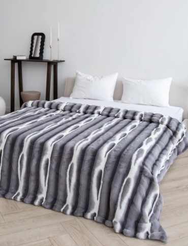 Плед Home Collection Шиншилла 200х230 см, искусственный мех, плюш, белый, черный, серый