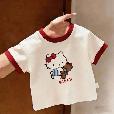 Футболка Hello Kitty белый, бордовый