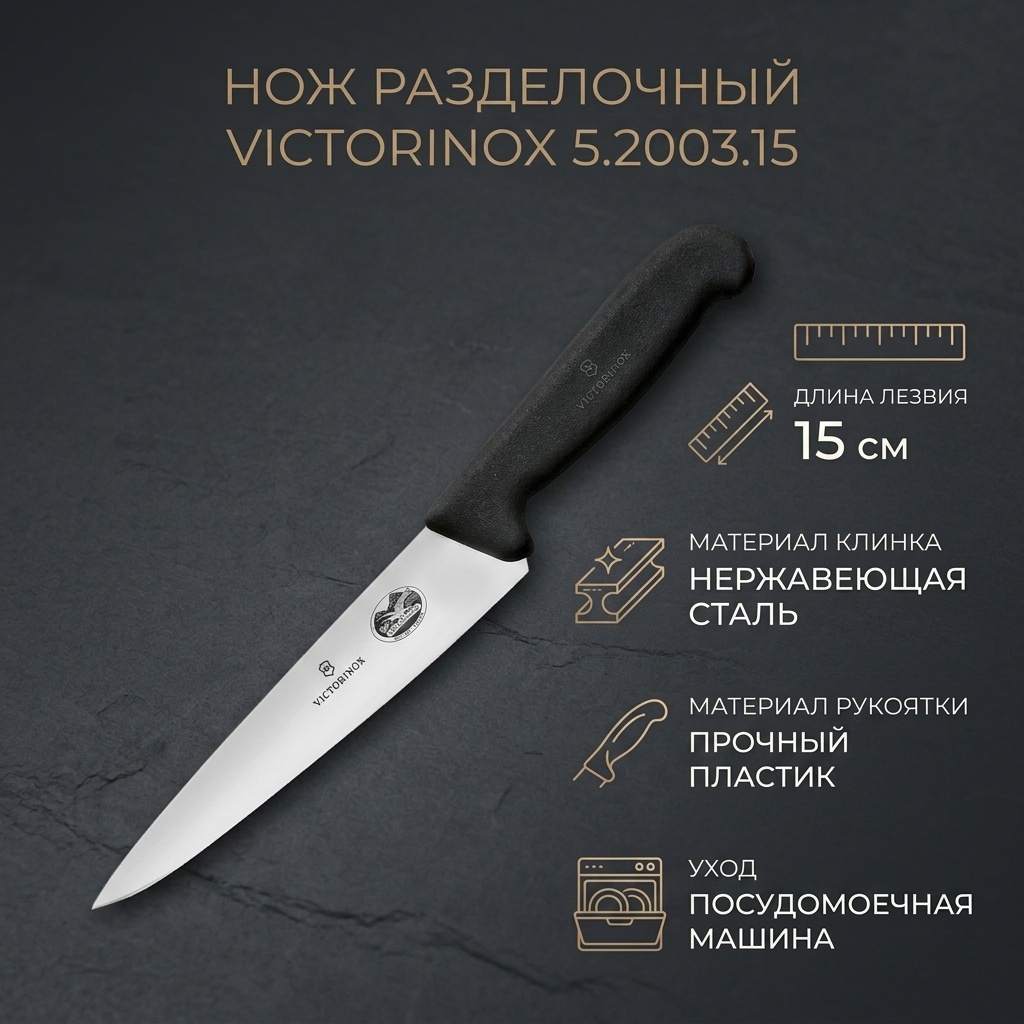 Нож разделочный Victorinox, лезвие: нержавеющая сталь 1 шт