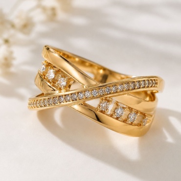 Кольцо Xuping Jewelry Xp003k размер 20 медицинский сплав, фианит, золотистый
