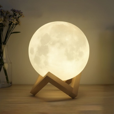 Декоративный светильник настольный 3D Moon, теплый белый, белый