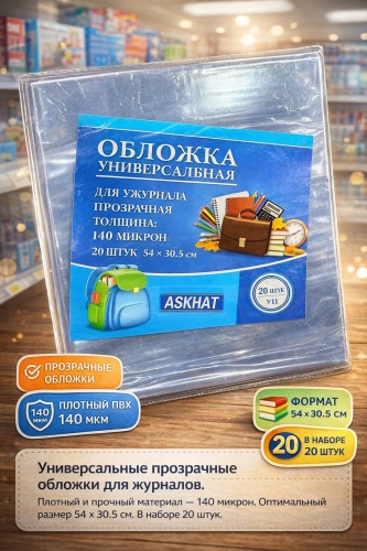 Обложка Askhat 904511373, 30.5x57 мм, 20 шт