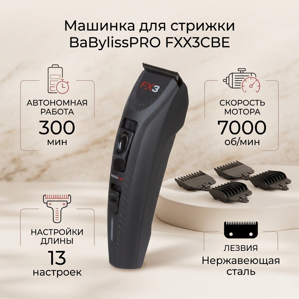 BaBylissPRO машинка для стрижки FXX3CBE черный