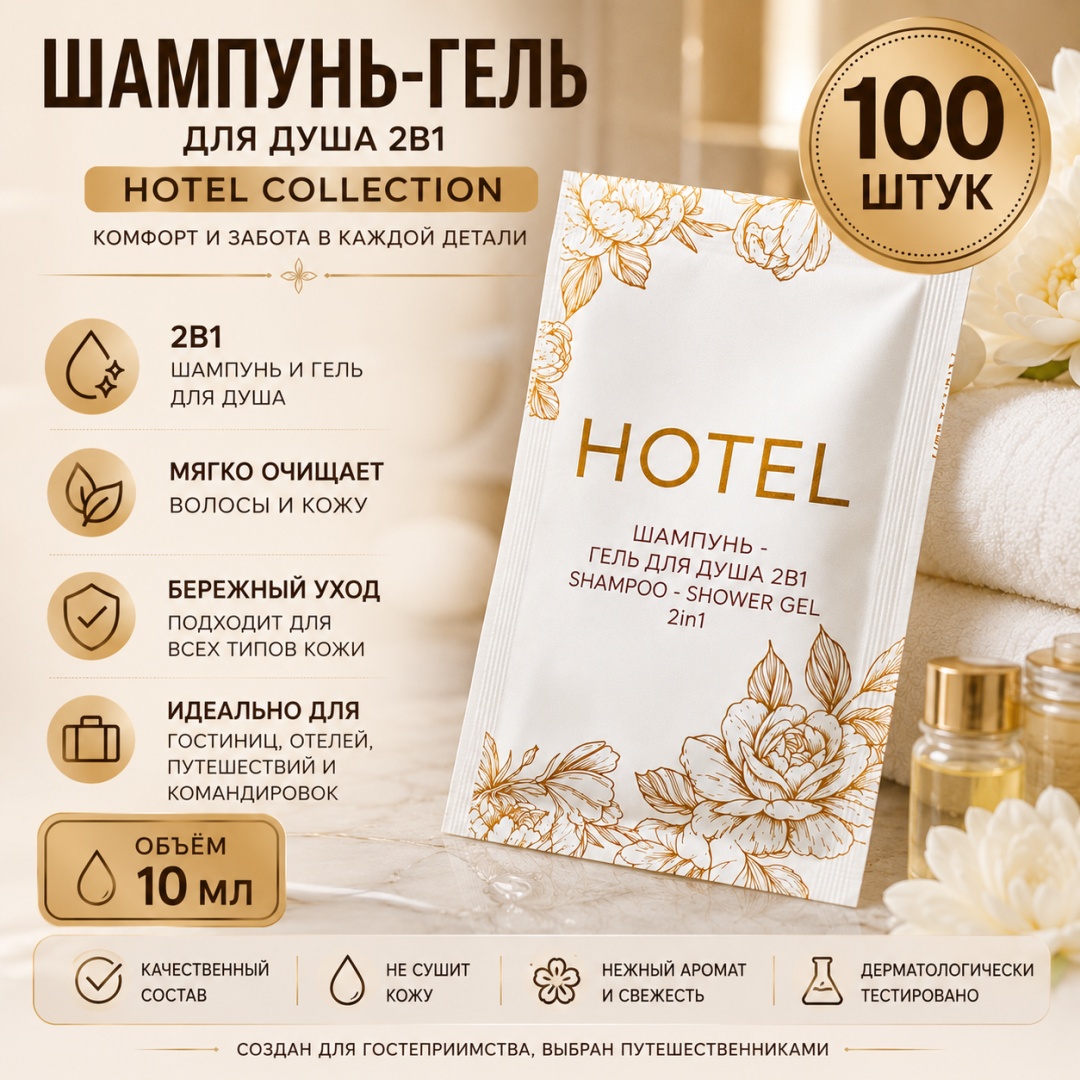 Hotel Шампунь-гель 100 шт по 10 мл