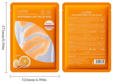Маска для лица SADOER гелевая Orange Moisturizing Eye and Lip Mask - Апельсиновая увлажняющая маска для глаз и губ 1 шт