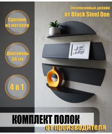 Полка LUCCI D63A9A69B36AFAF7, 12х12x12 см, черный
