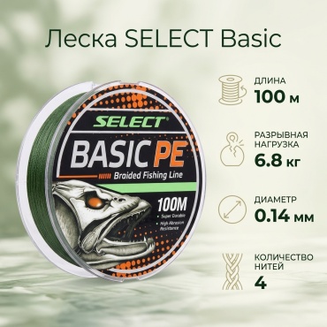 Леска SELECT плетеная Basic 0.14 мм зеленый