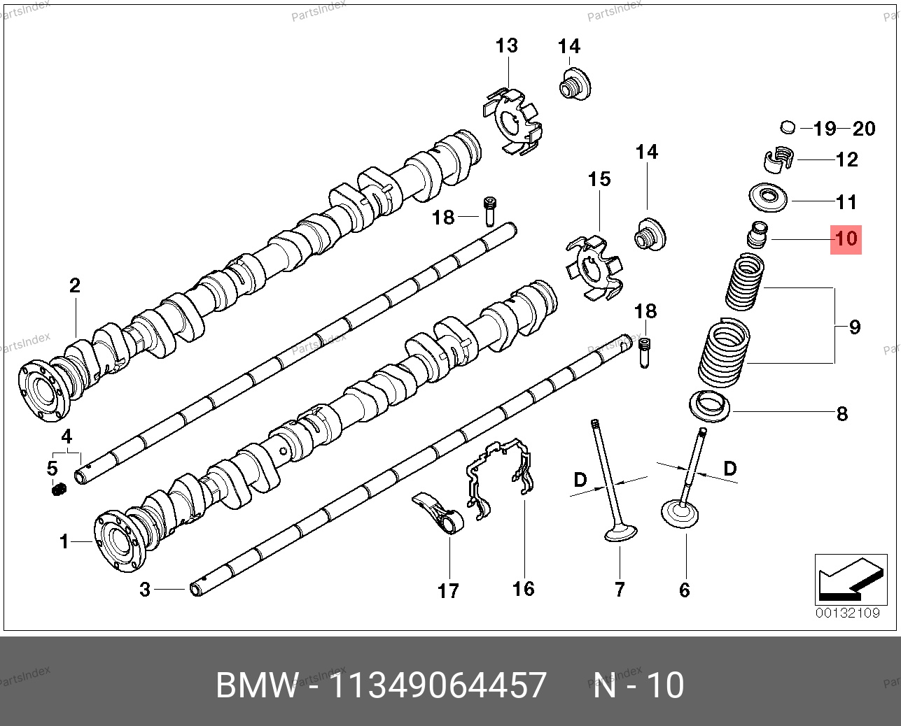 BMW Колпачки Маслосъёмные (комплект) 11349064457