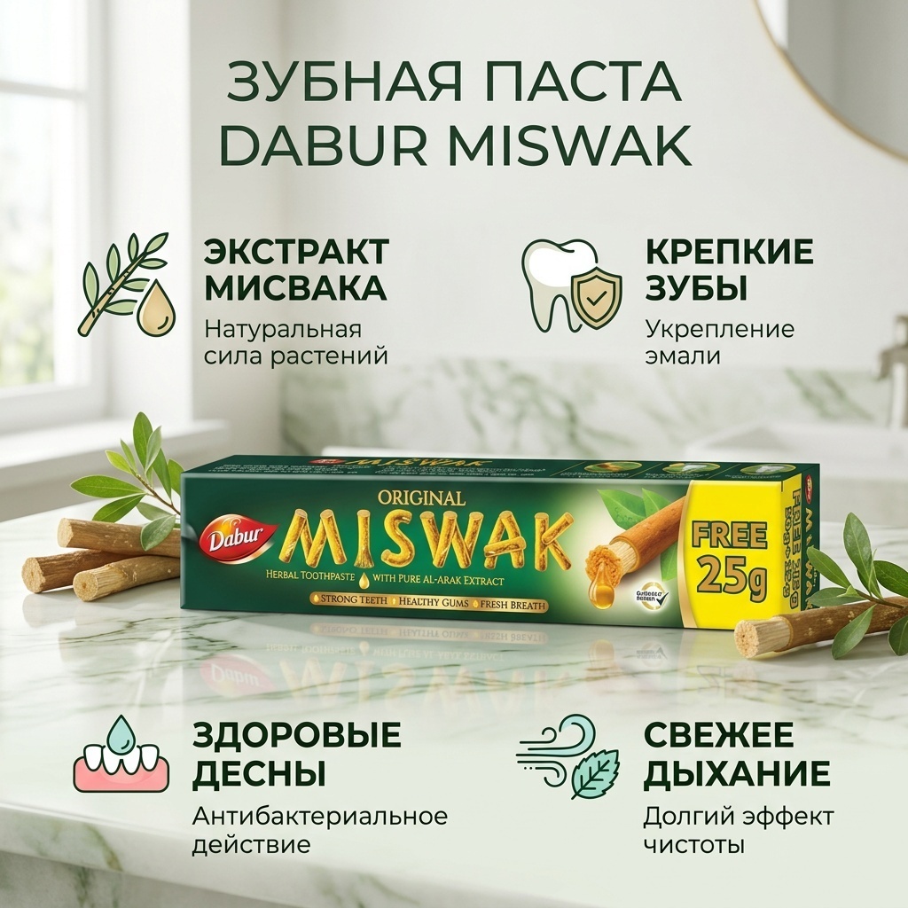 Dabur зубная паста Miswak 75 г