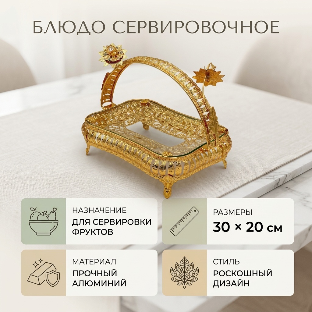 Блюдо базовая 30х20 см, алюминий, 1 шт