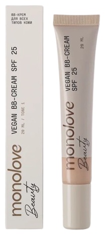 MonoLove Beauty Vegan BB-cream SPF25 BB крем 1 20 мл, фото 5