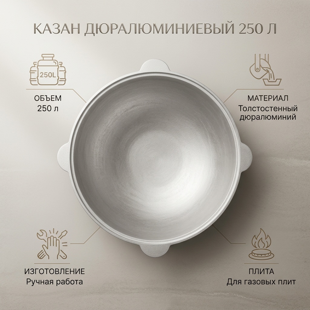 Казан Ручная Работа 250 л, алюминий