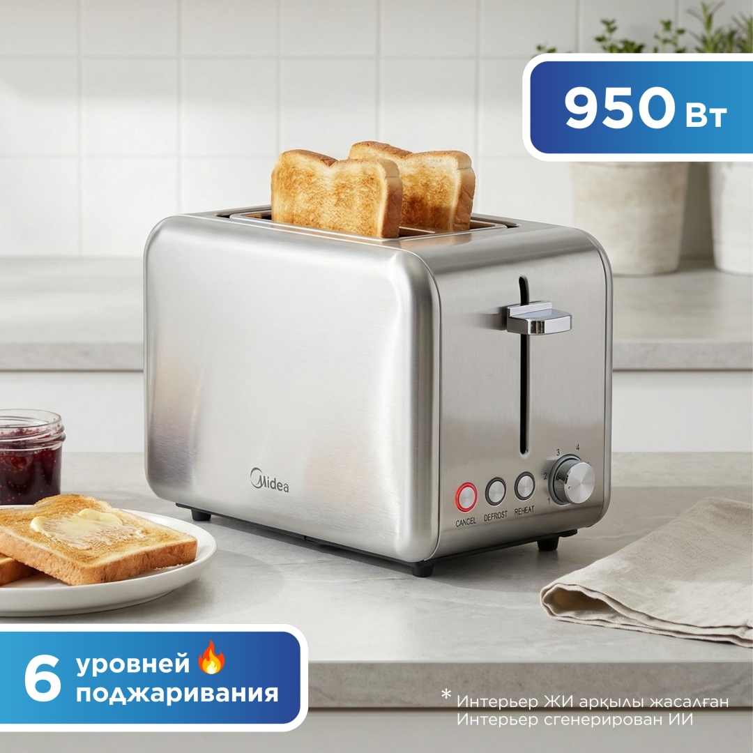 Тостер Midea MT-RS2L17W2 стальной