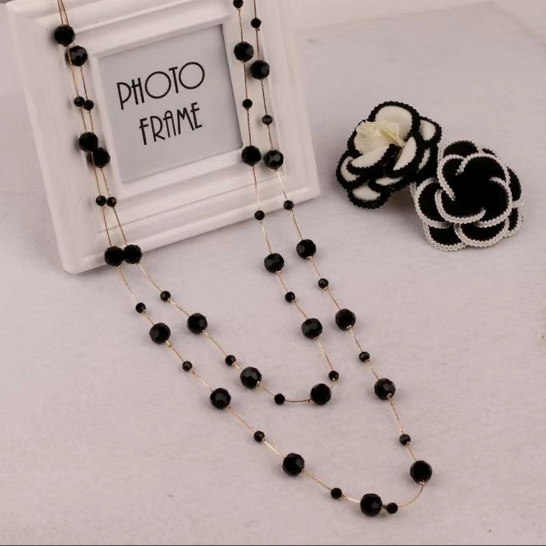 Бусы Fashion Jewellery длина 170 см нить, металл оникс