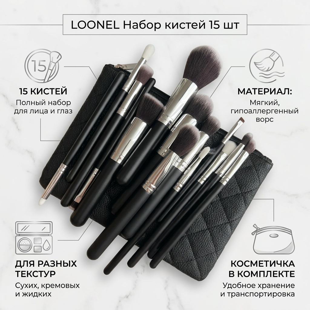 Loonel набор кистей 15 brushes 15 шт