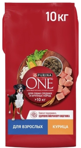 Purina One Курица для взрослых средних и крупных пород 10 кг
