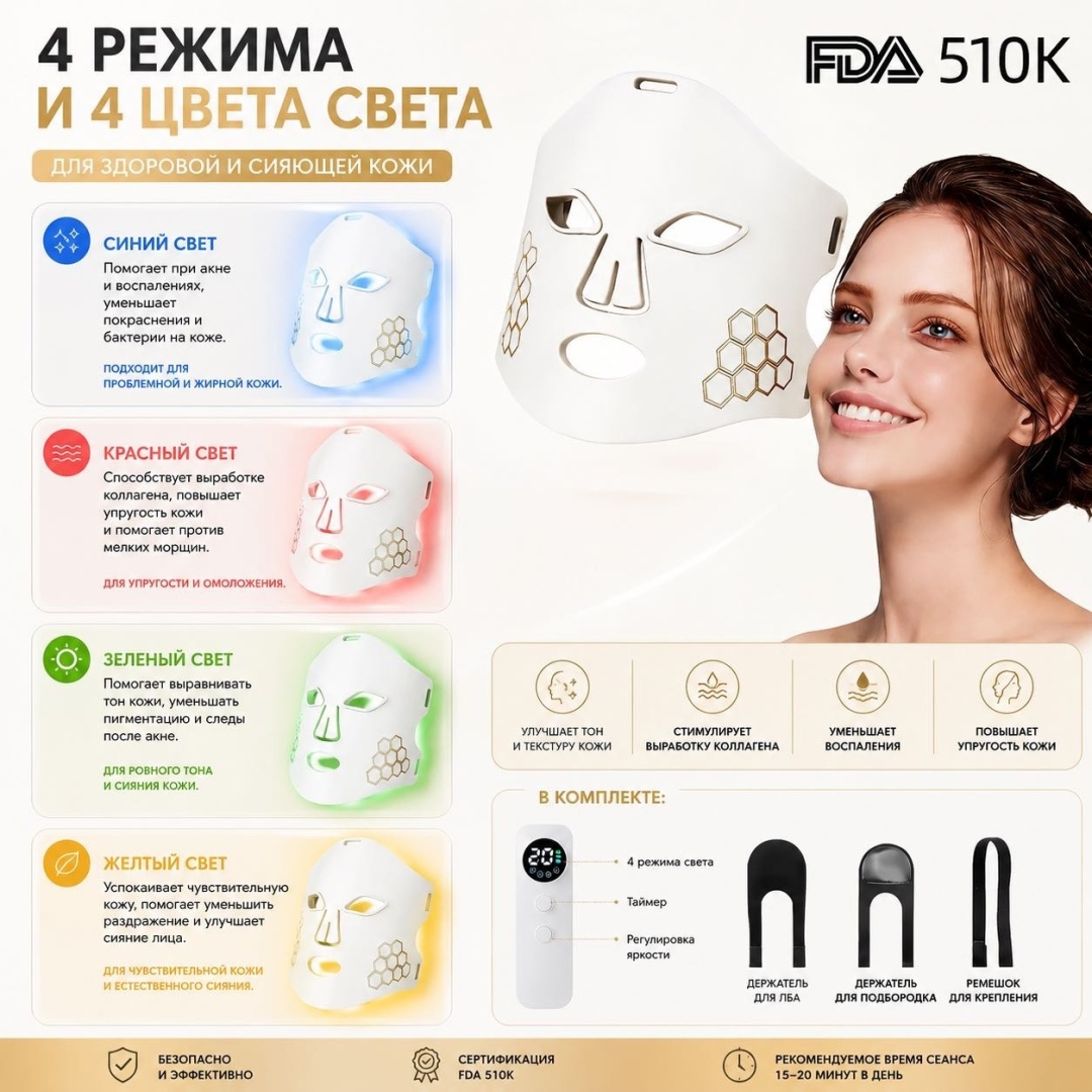LED инфракрасная лампа, светодиодная маска для лица, светотерапия