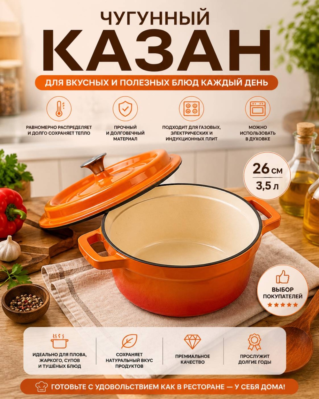 Казан 3.5 л, чугун