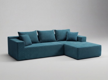 Бескаркасный диван MSQ Corner, 275х170 см, обивка вельвет, бирюзовый