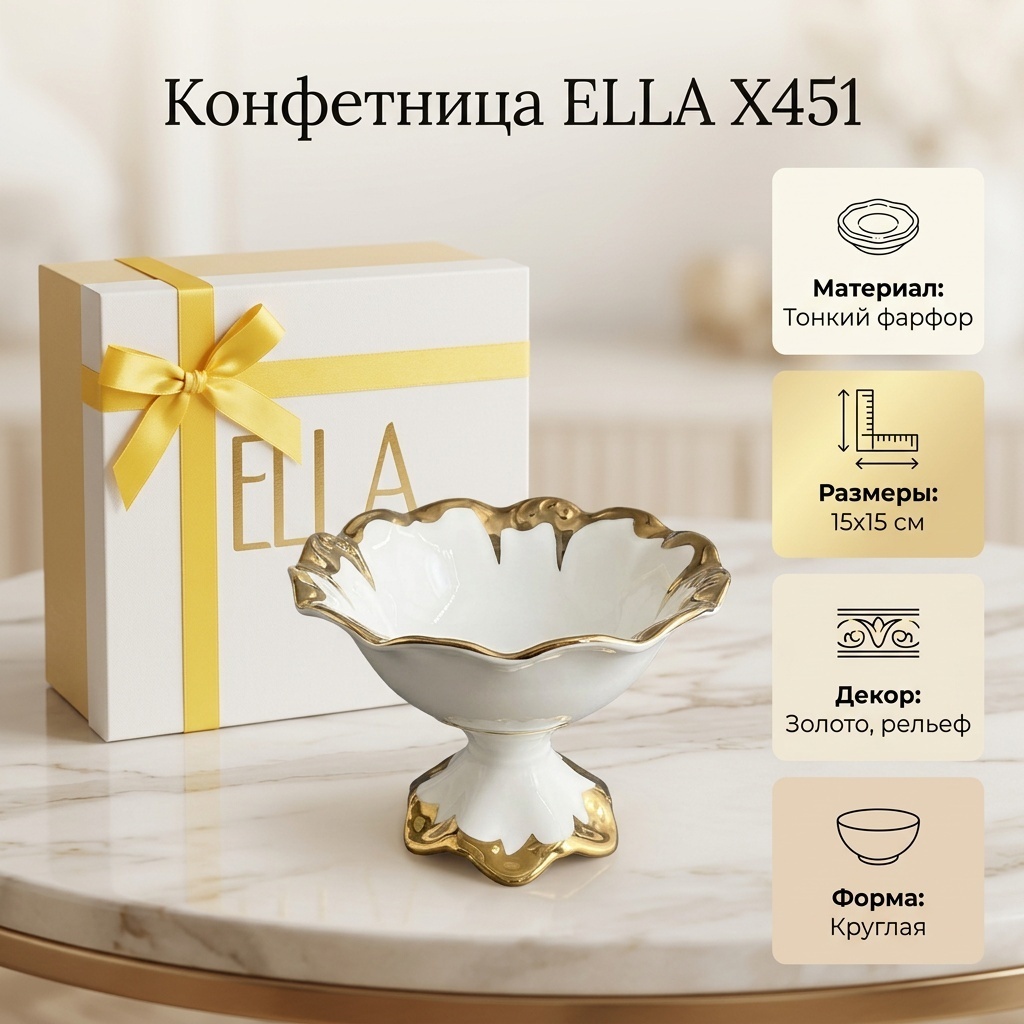 ELLA конфетница Базовая коллекция X451 круглая 1 шт